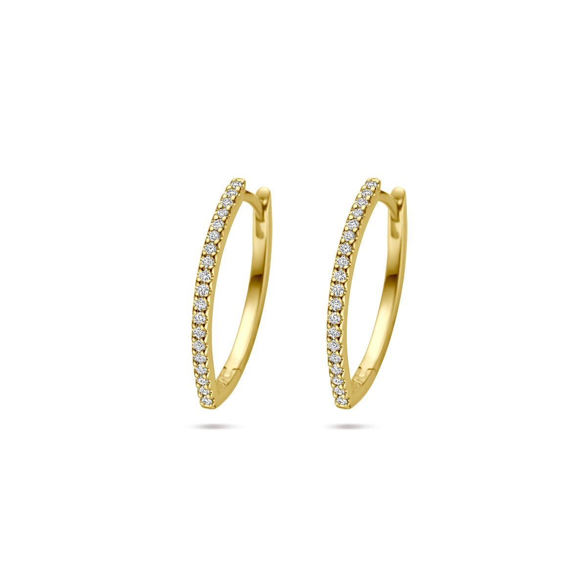 Klapp-Ohrringe aus 14k Gelbgold mit funkelnden Diamanten entlang der Vorderkante