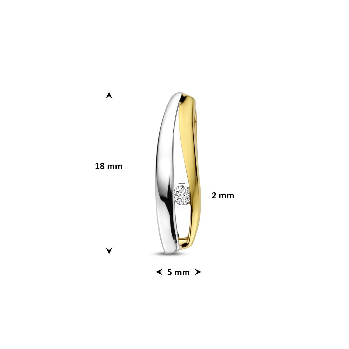 Anhänger Lab-Grown-Diamant 0,04ct F VS 18 mm 14K Bicolor Gold Gelb/Weiß