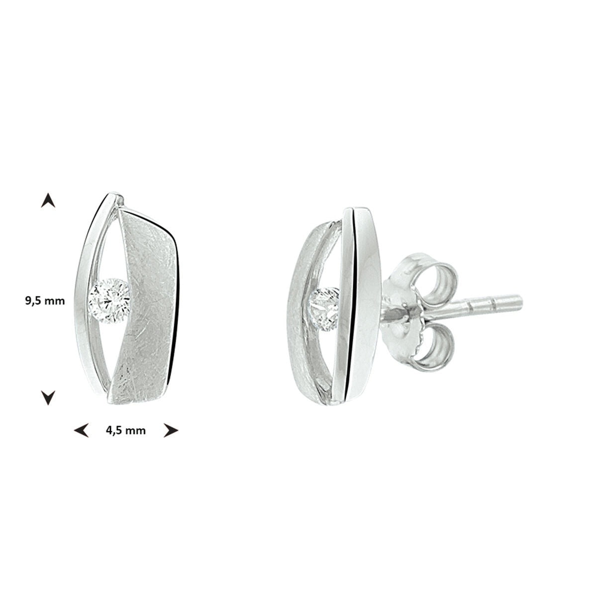 925 Rhodiniertes Silber Ohrstecker mit Zirkonia