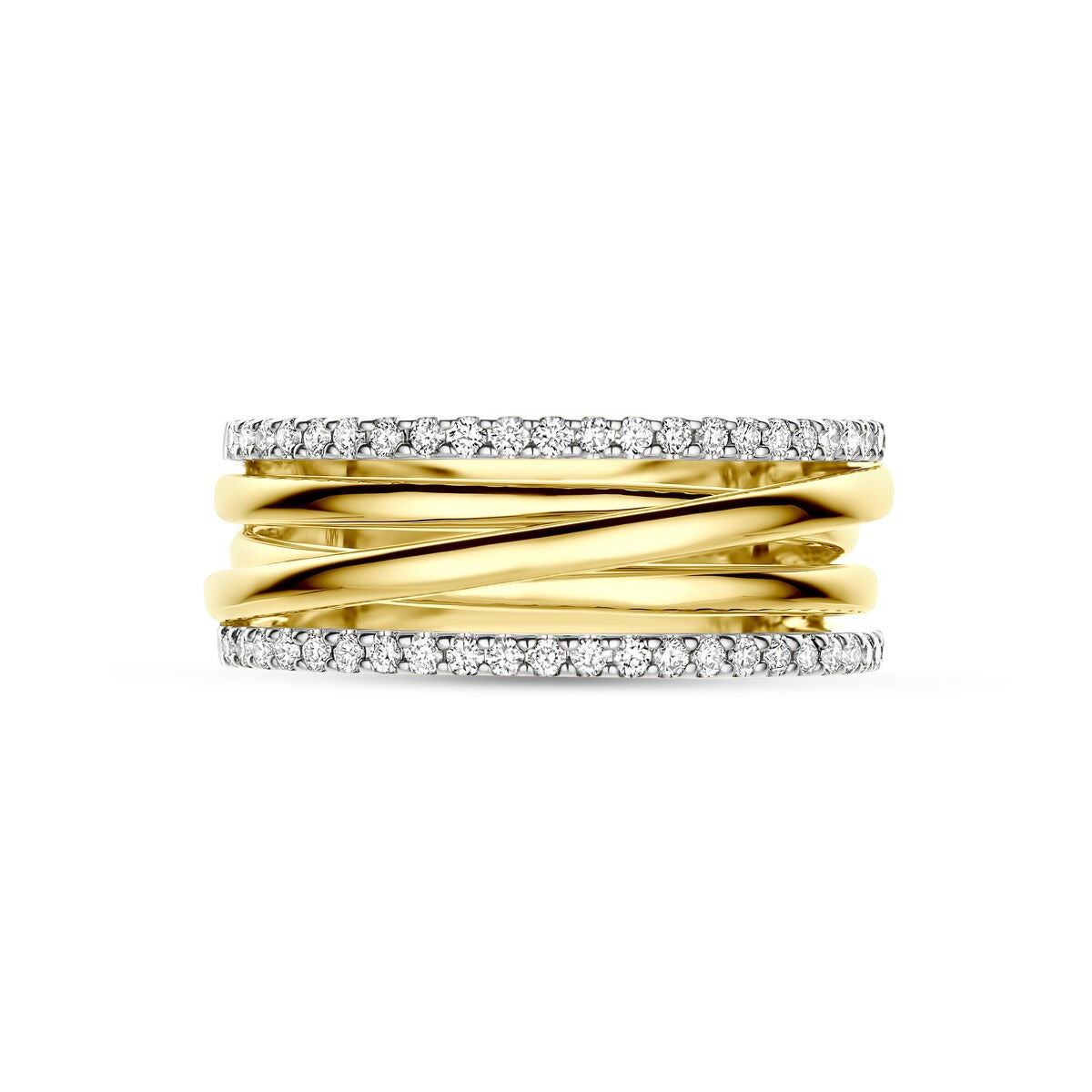 Bicolor-Ring aus 14 Karat Gold mit Diamanten