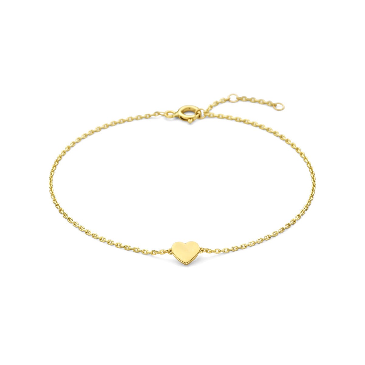 Armband aus 14k Gelbgold mit herzförmigem Anhänger und feiner Gliederkette
