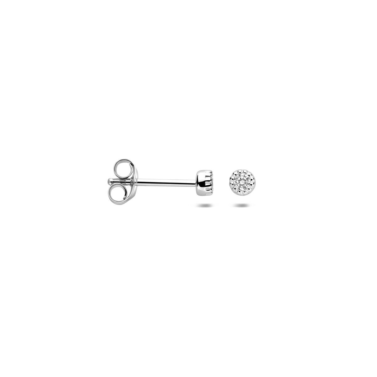 Silberne Ohrstecker mit Zirkonia – rhodiniertes Damen-Ohrsteckerpaar im Solitaire-Stil