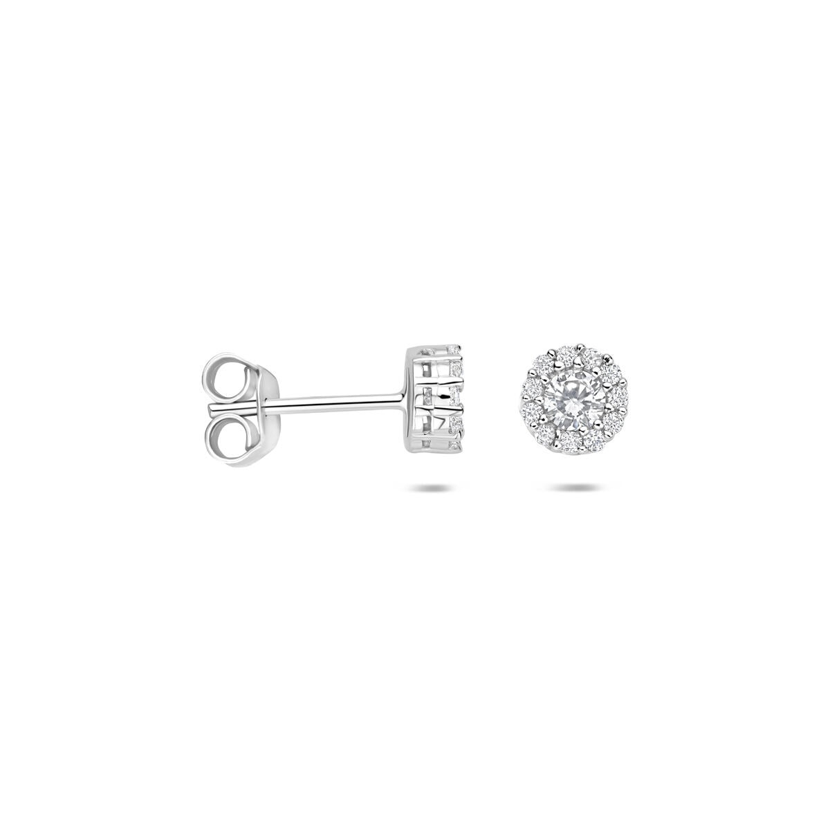 Ohrstecker aus Silber mit Zirkonia-Entourage – rhodiniertes 925er Silber