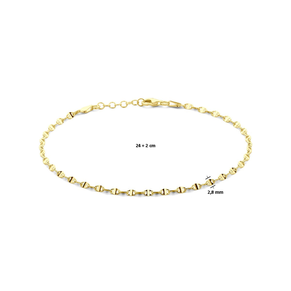 Vergoldete Silber-Fußkette Damen – Gelbgold auf 925er Silber mit Kaffeebohnen-Gliederkette