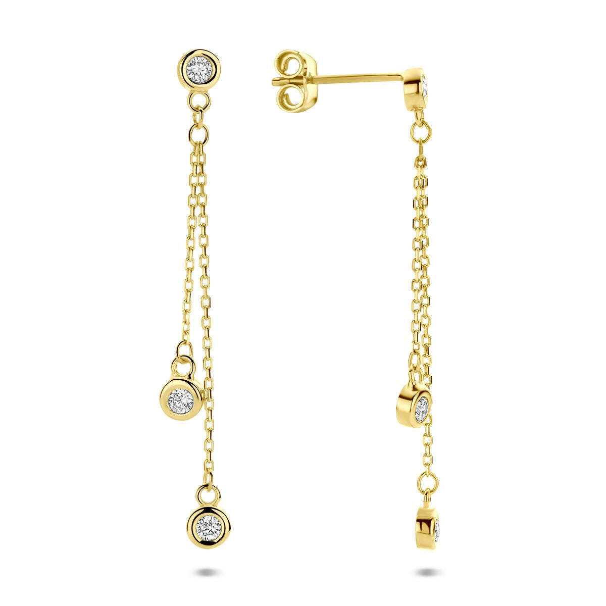 14k Gelbgold-Ohrringe mit Zirkonia