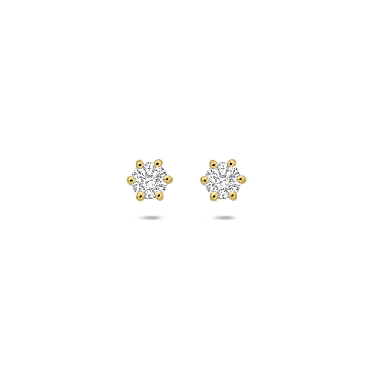 Ohrringe aus 14k Gelbgold mit lab-grown Diamanten in Blumenform