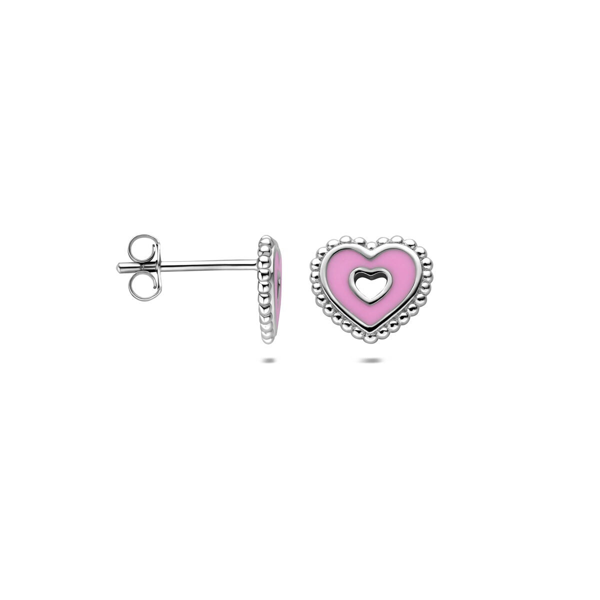 Silberne Ohrstecker Herzchen – rhodiniertes Kinder-Schmuckstück 8,5 mm