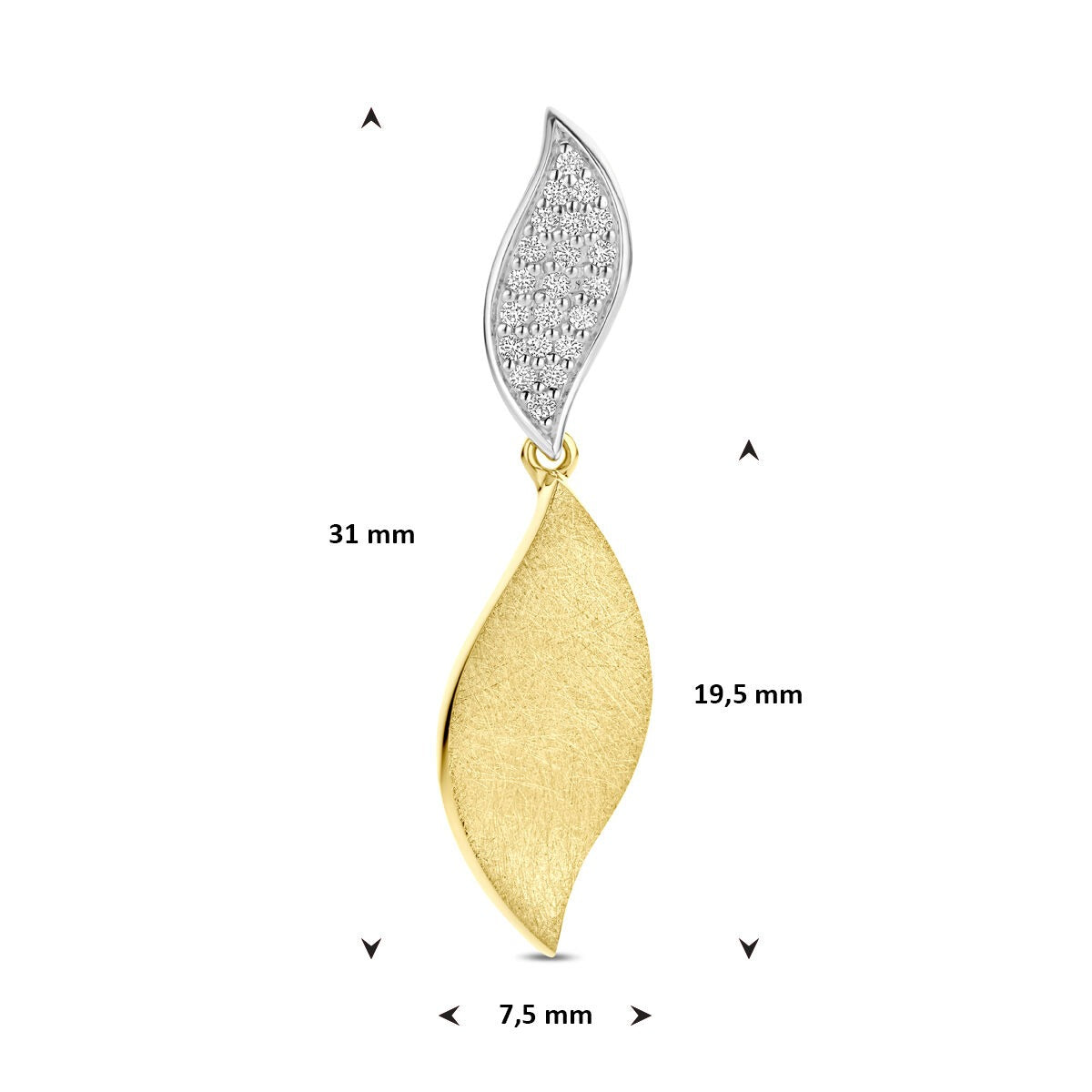 Anhänger poliert/matt Diamant 0.09ct h si 31 mm 14K Bicolor Gold gelb/weiß