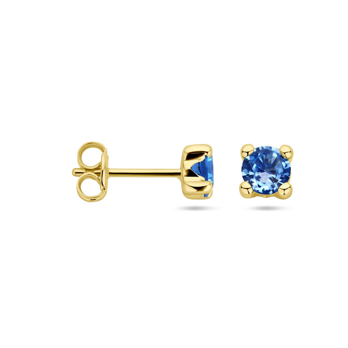 Ohrstecker aus 14 Karat Gelbgold mit synthetischem Aquamarin.