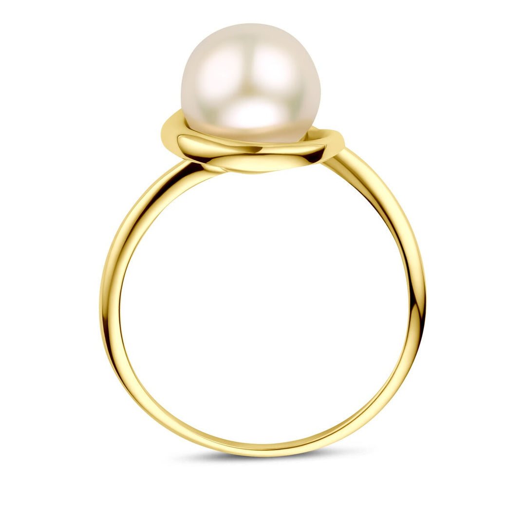 14k geelgouden ring met parel