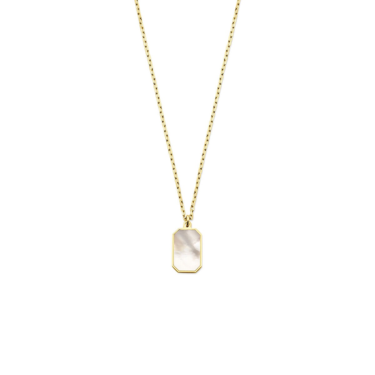 Halskette aus 14k Gelbgold mit rechteckigem Anhänger aus Perlmutt