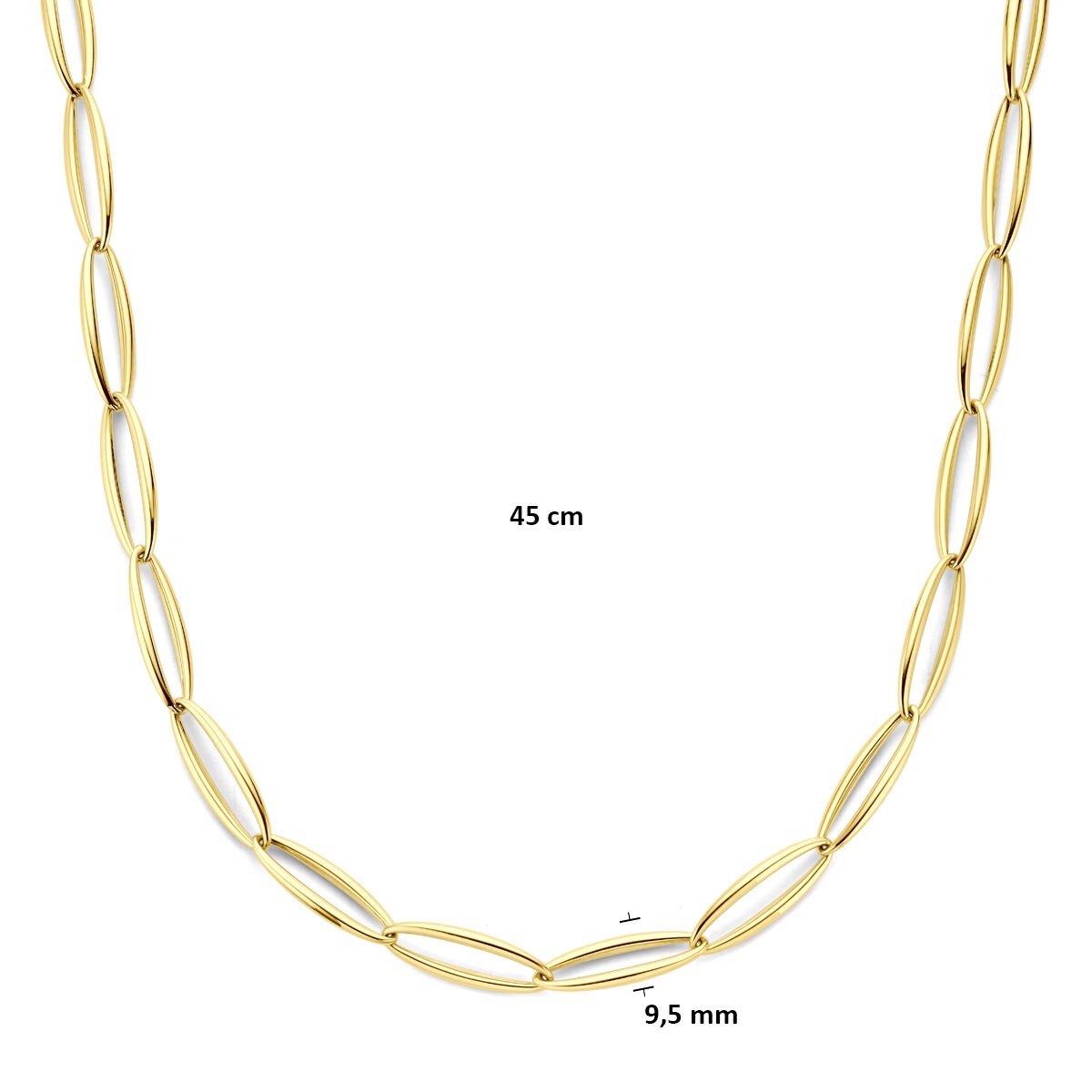 14k Gelbgold Damen Collier 9,5 mm 45 cm
