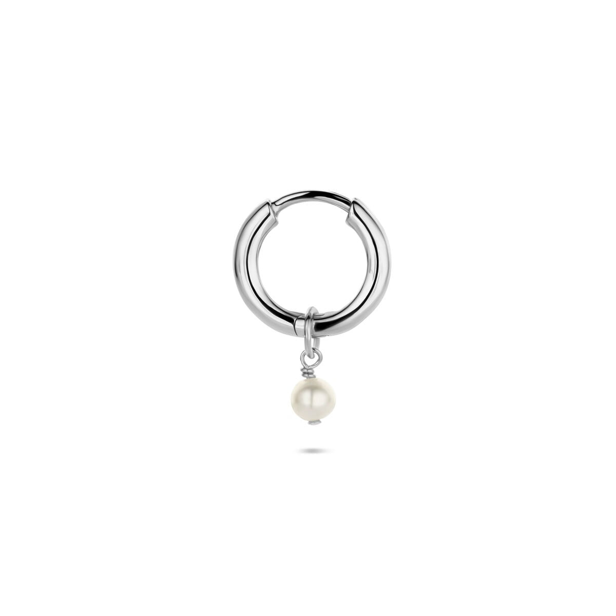 Rhodinierter Silberohrring mit Perle – pro Stück