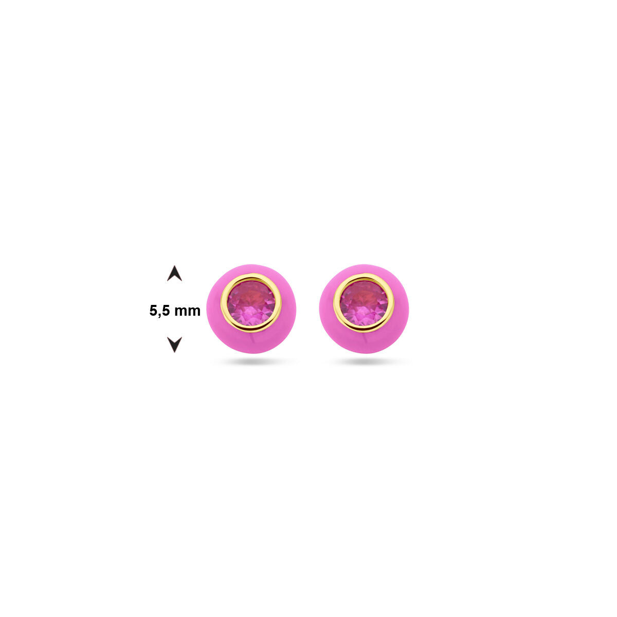 Vergoldete Silberohrstecker mit rosa Emaille und rosa Zirkonia