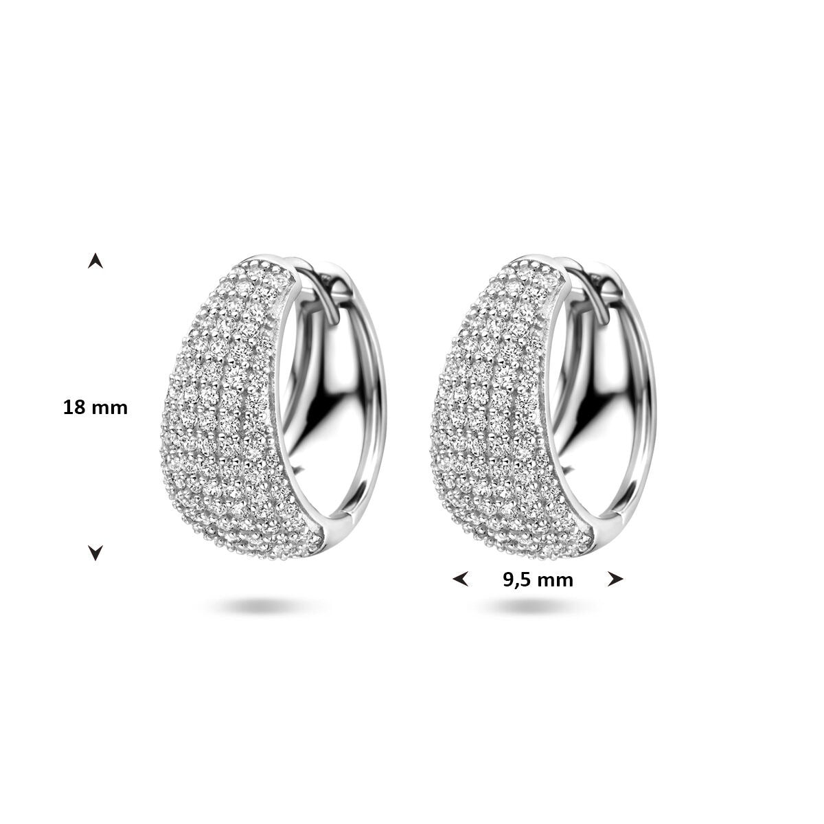 Silberne Creolen mit Zirkonia – rhodiniertes 925er Silber 18 mm