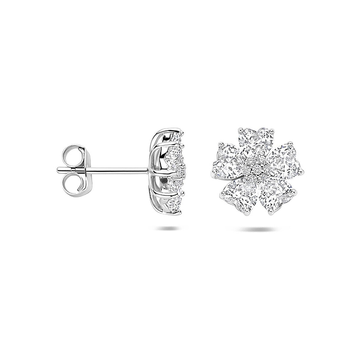 Silberne Ohrstecker mit herzförmigem Zirkonia – rhodiniertes 925er Silber