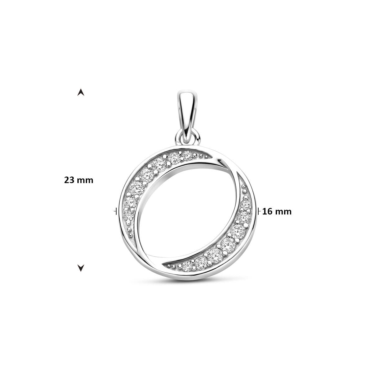 Silberanhänger mit Zirkonia-Entourage – rhodiniertes 925er Silber 23 mm