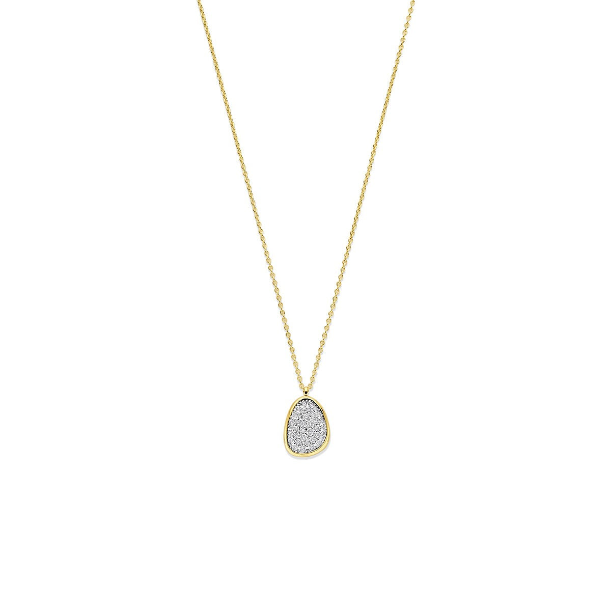 Bicolor Collier aus 14k Gold mit einem Anhänger, besetzt mit 0,25 ct Diamanten