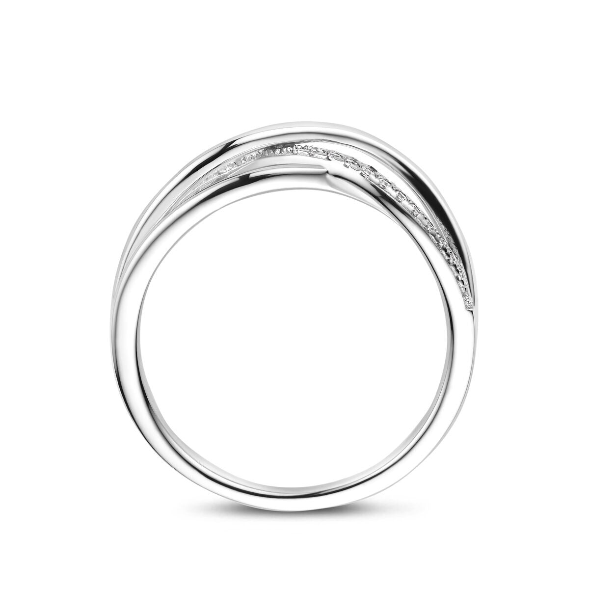 Rhodinierter Damenring aus Silber mit Zirkonia – 7 mm breit