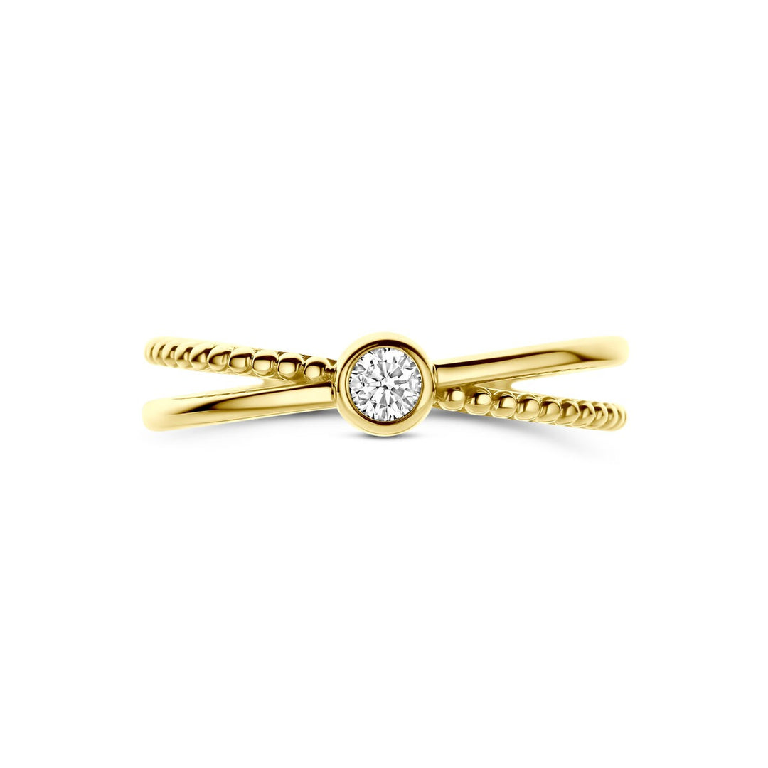 Gouden damesring met zirkonia – 14k geelgoud