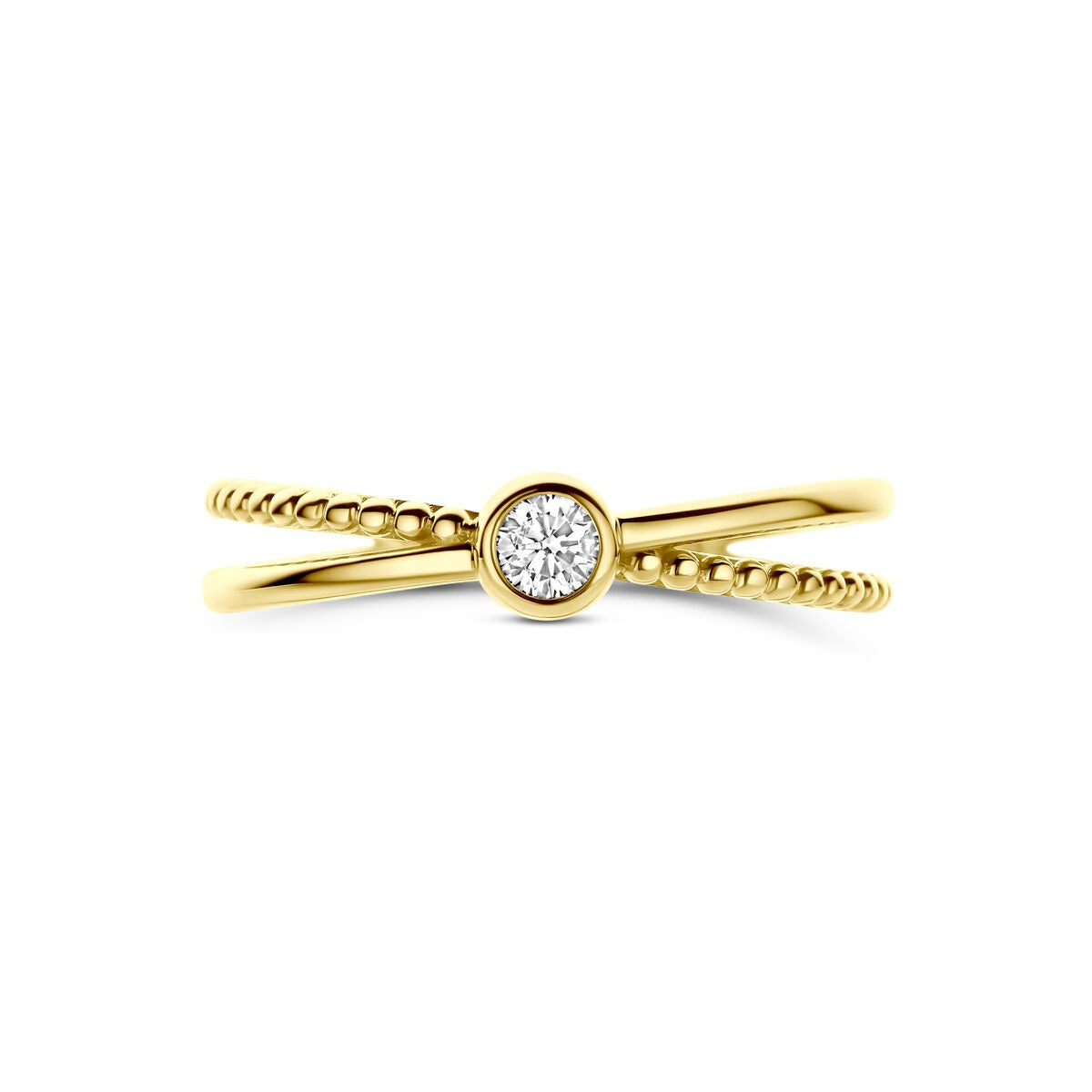 Goldener Damenring mit Zirkonia – 14k Gelbgold