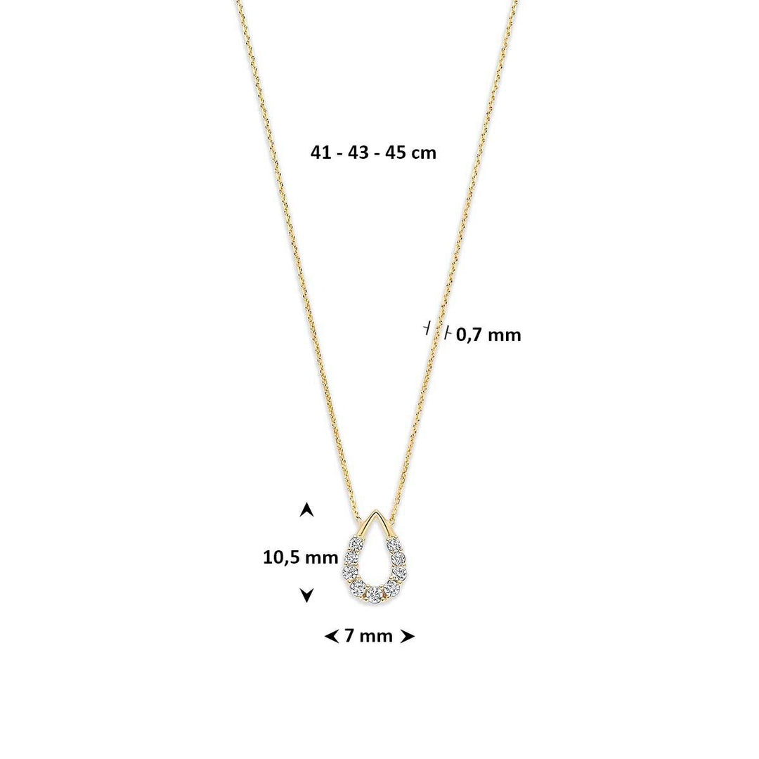 9k geelgouden collier met druppel en zirkonia