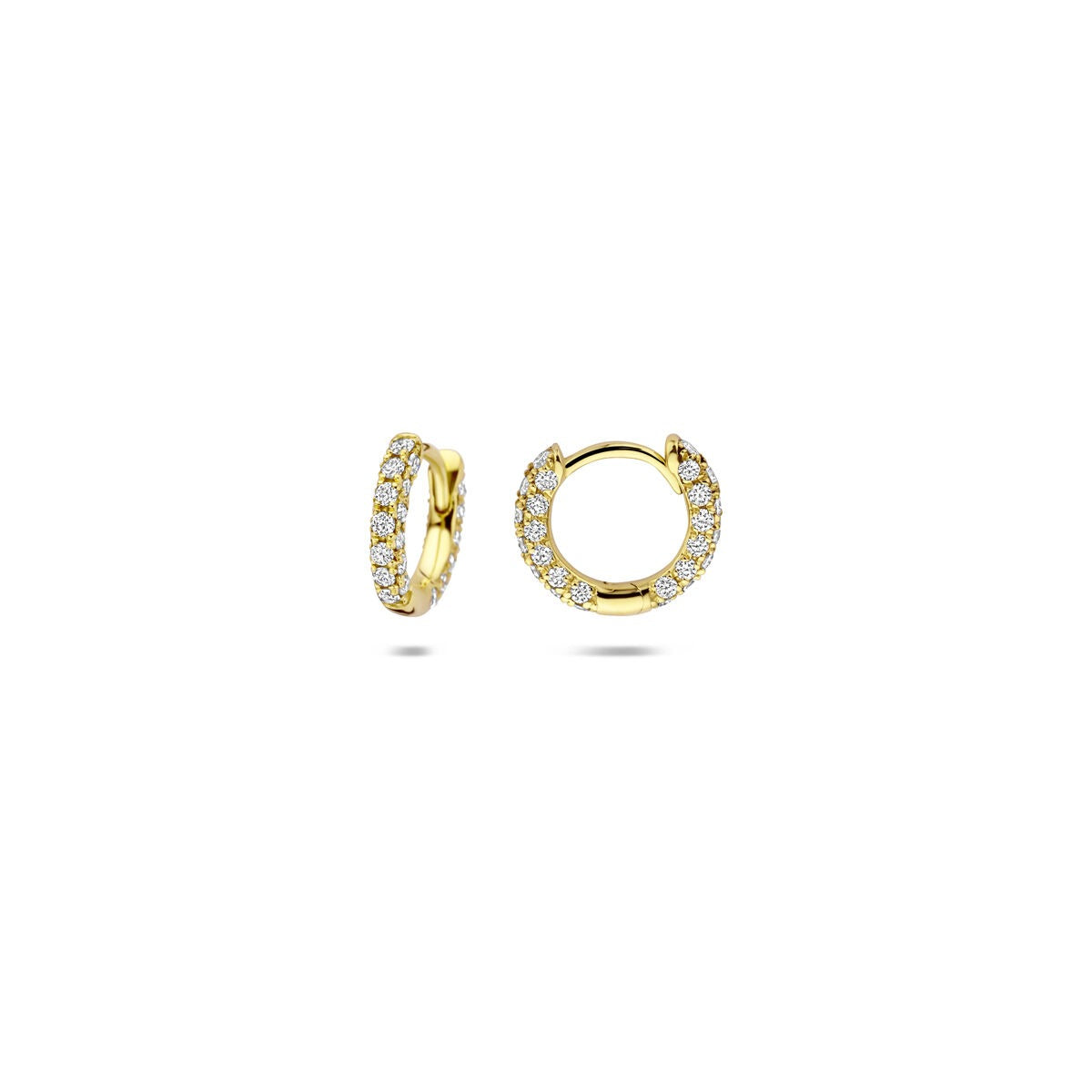 14K Gelbgold Klappcreolen mit im Labor gezüchteten Diamanten – Brillantschliff