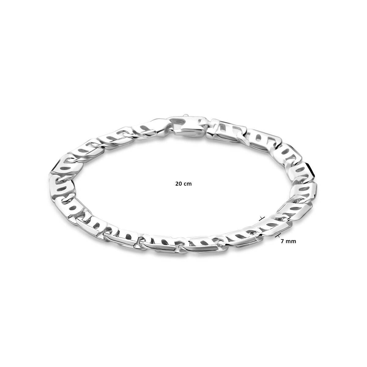 Silbernes Herrenarmband mit breiter Ankerkette und Karabinerverschluss