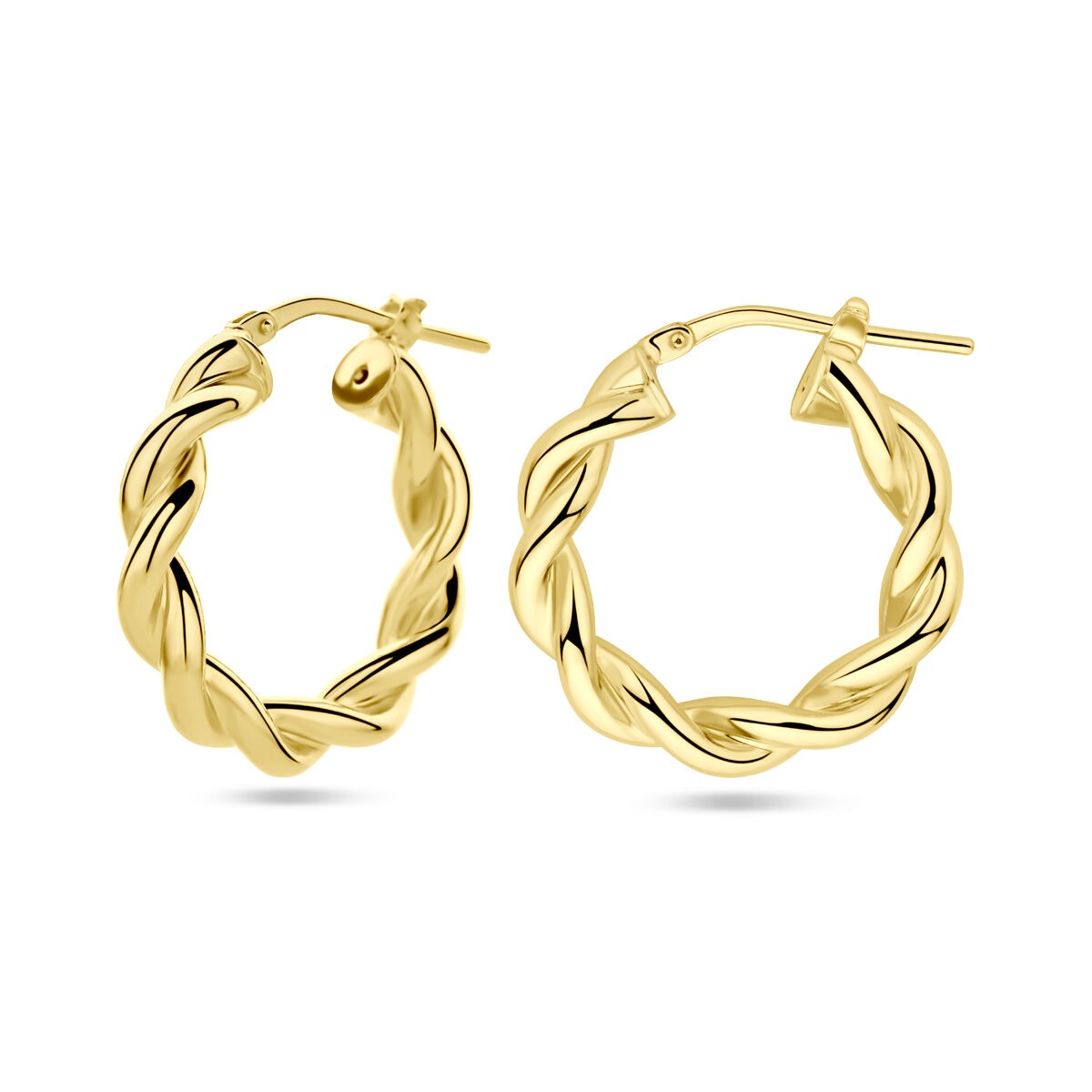 Vergoldete Silberohrringe – Gedrehtes Design – 23x4 mm