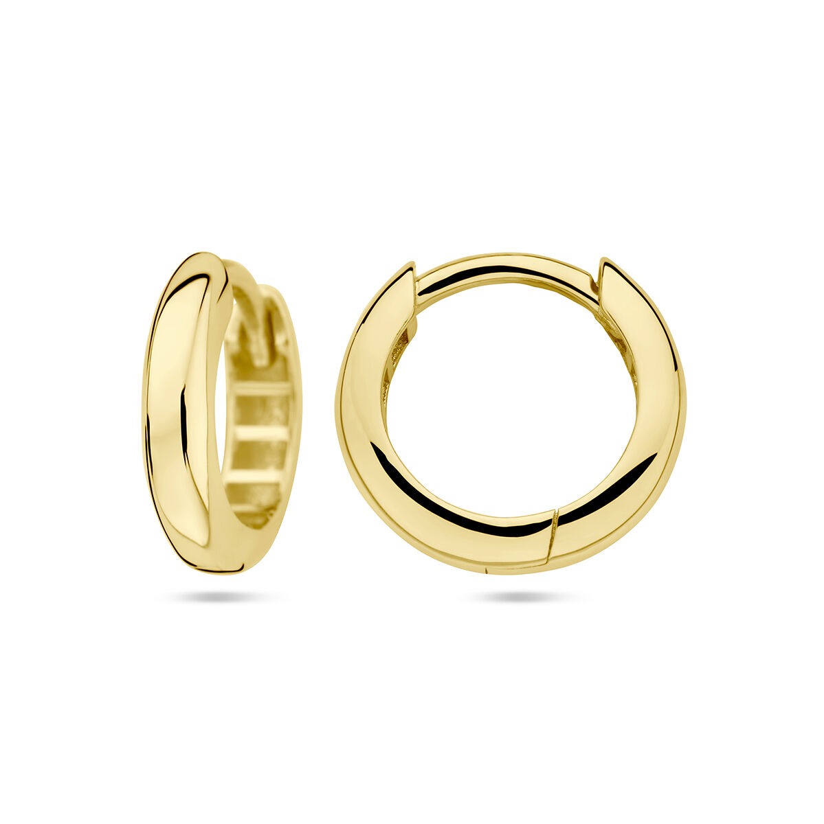 Goldohrringe – 9 Karat Gelbgold, 12,5 mm mit Scharnierverschluss