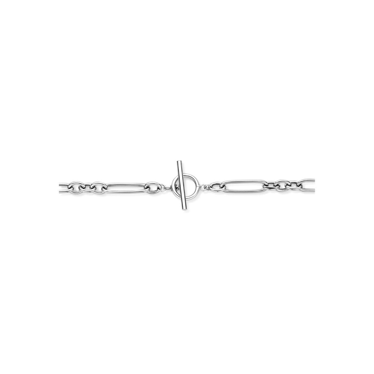 Rhodiniertes 925er Silbercollier mit Ankerkette und Knebelverschluss