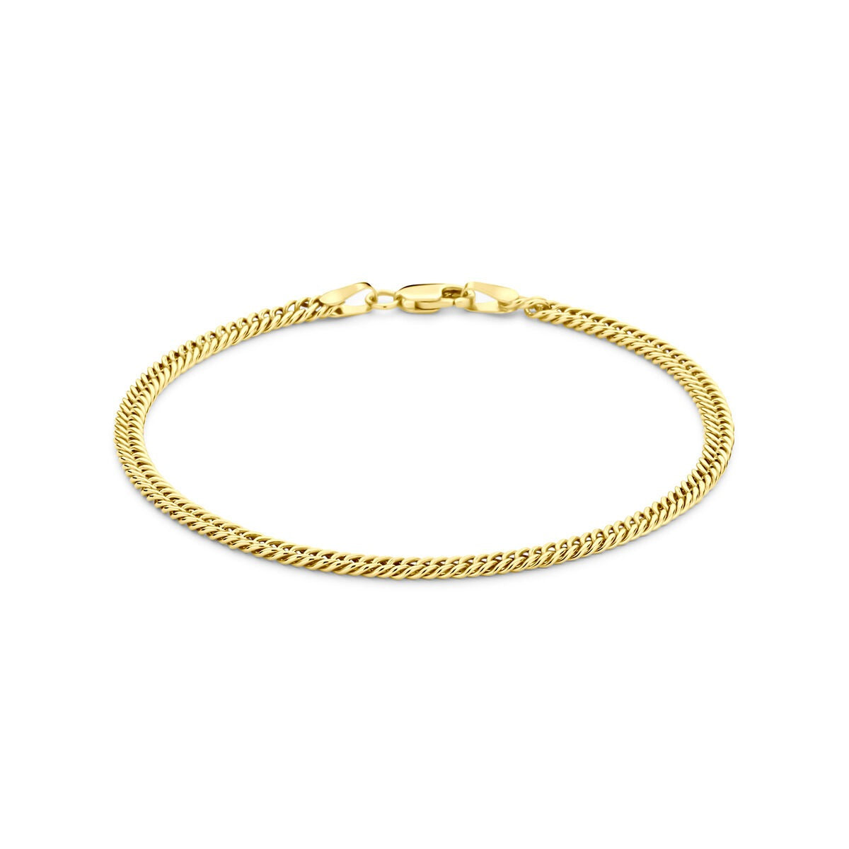 Armband aus 14k Gelbgold mit silberner Mitte und Gourmette-Gliedern