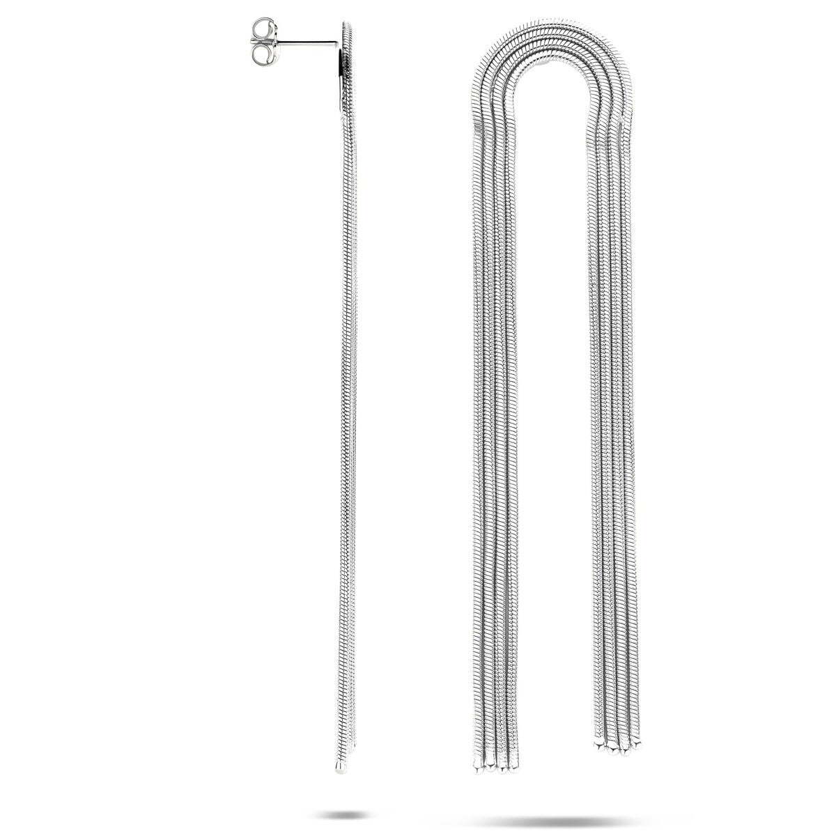 Ohrhänger aus rhodiniertem 925er Silber im Kettenmuster, 91 mm