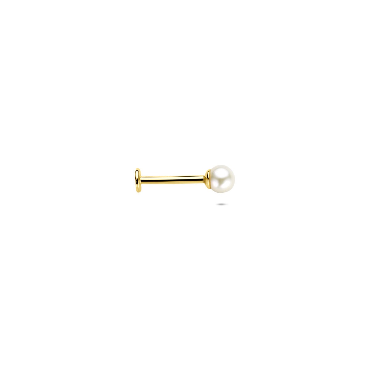 14k Gelbgold Flat Back Piercing mit Perle – 3,5 mm
