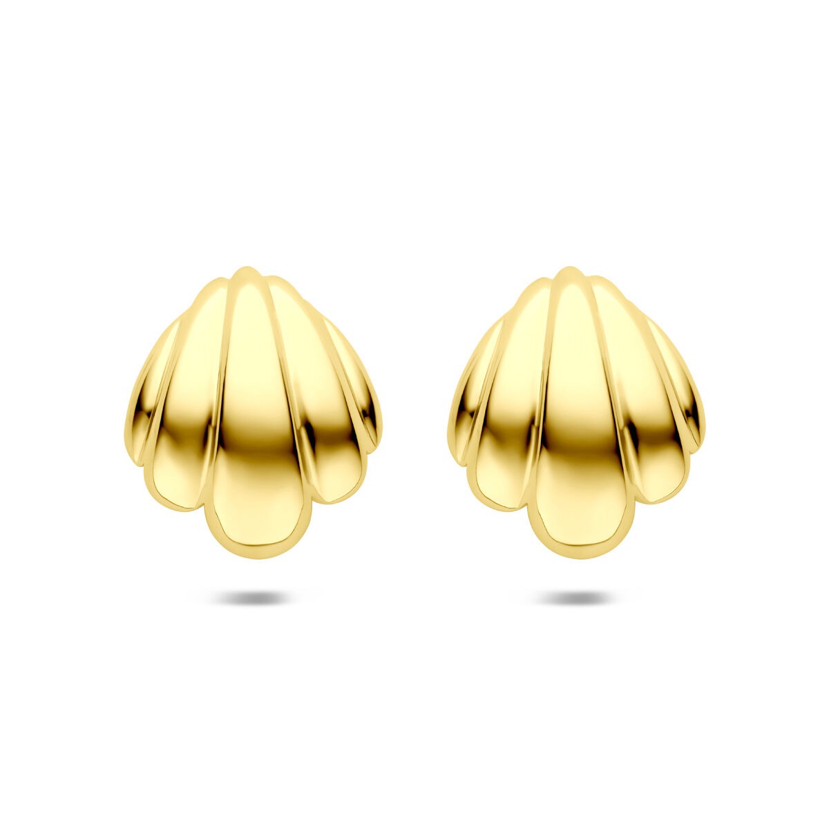 Stahl-Ohrstecker für Damen in goldfarbener Ionisierung, 20 mm, mit geschwungenem Design