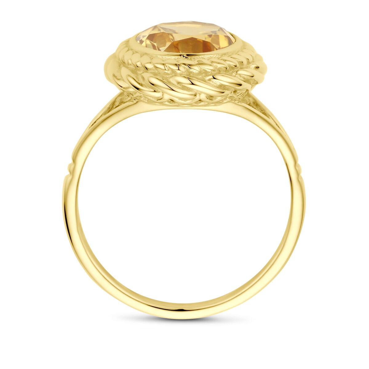 Goldring 14K mit Citrin – Briolette-Schliff