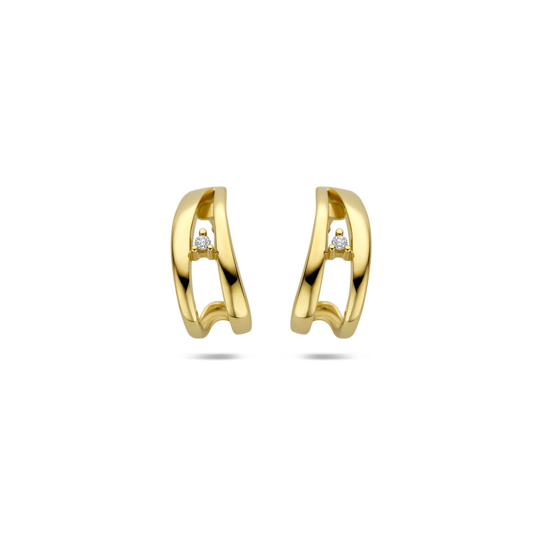 Gouden stekeroorringen met diamant – 14k geelgoud
