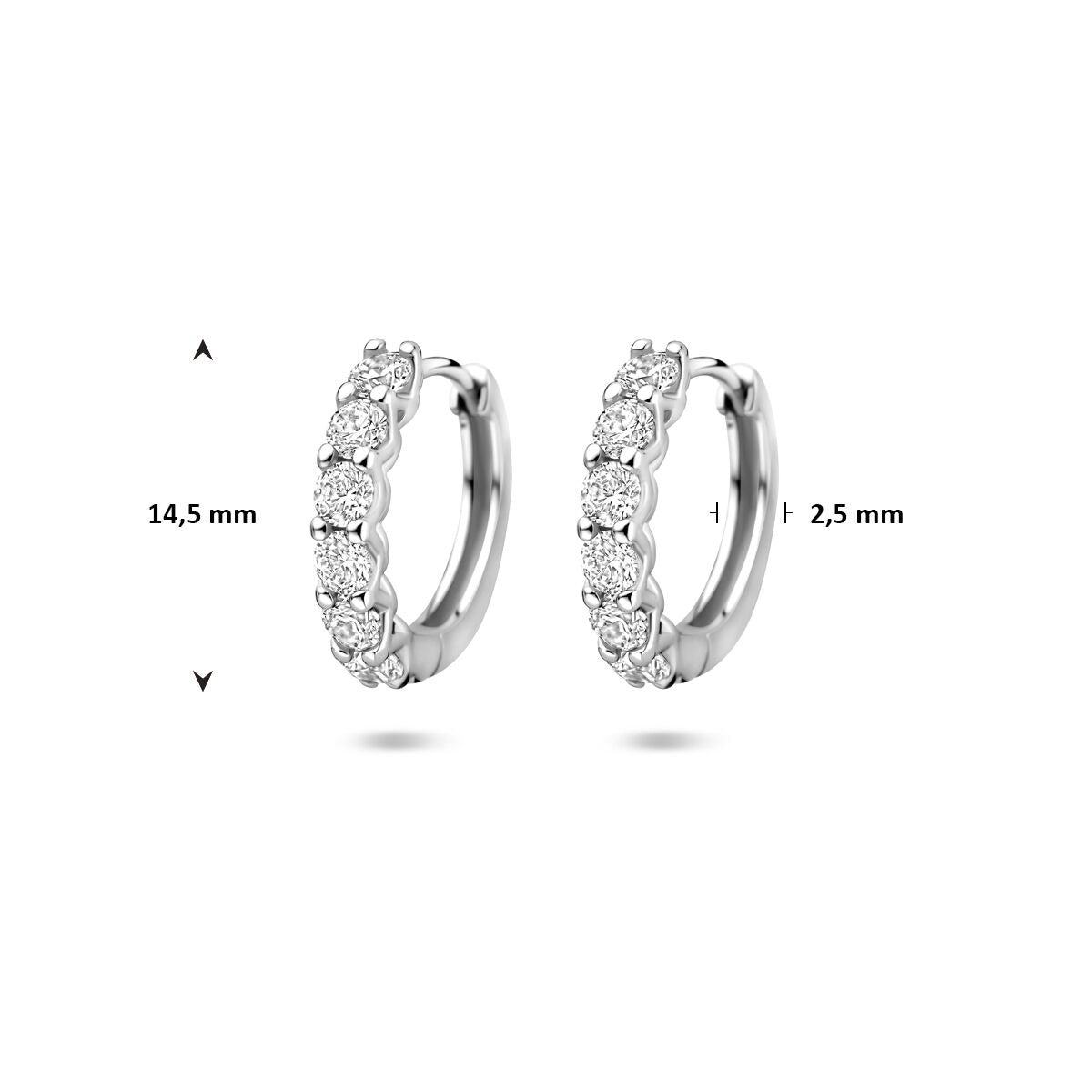 Silberne Klappcreolen mit Zirkonia 14,5 mm