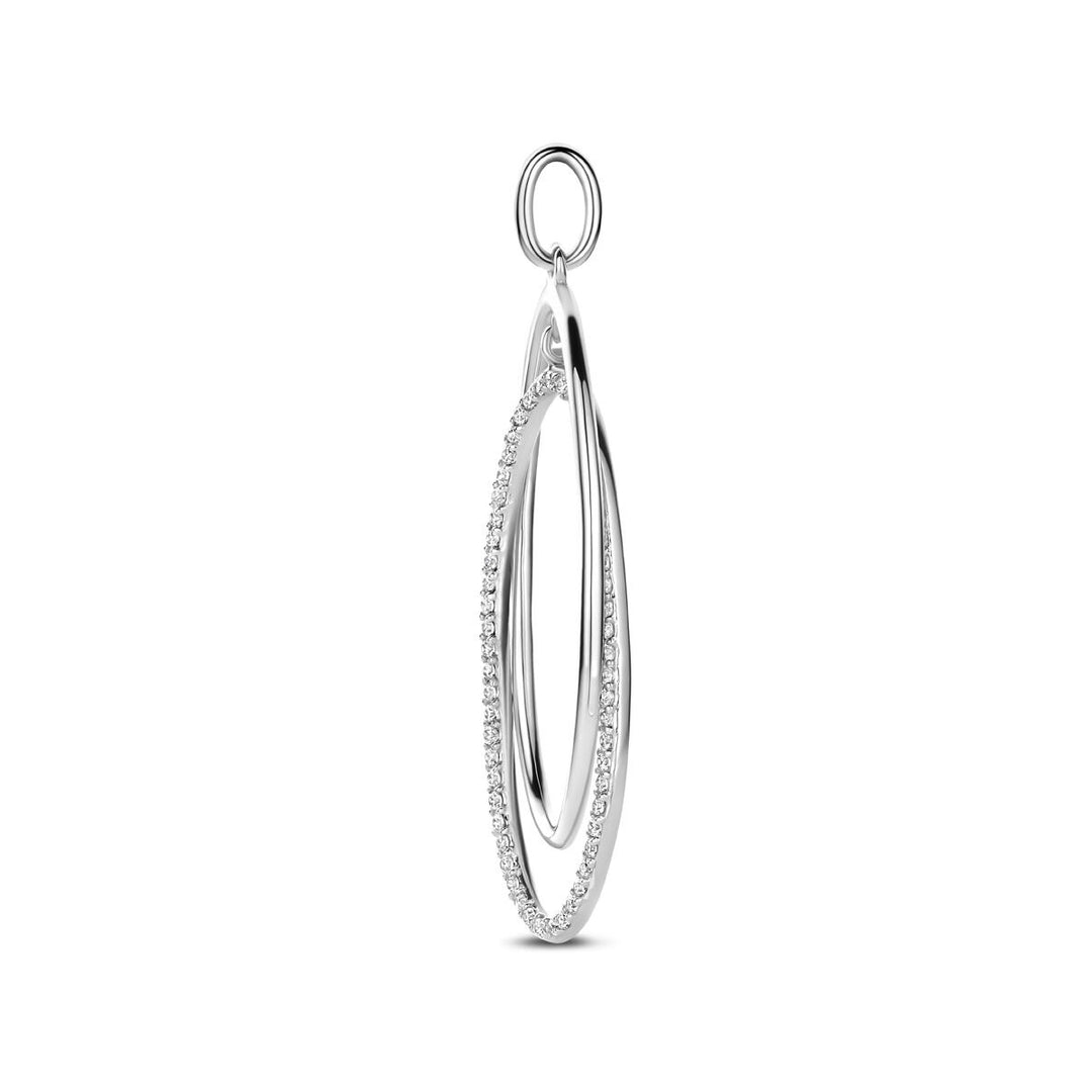 Zilveren hanger met zirkonia – ovaal ontwerp in entourage stijl 50 mm