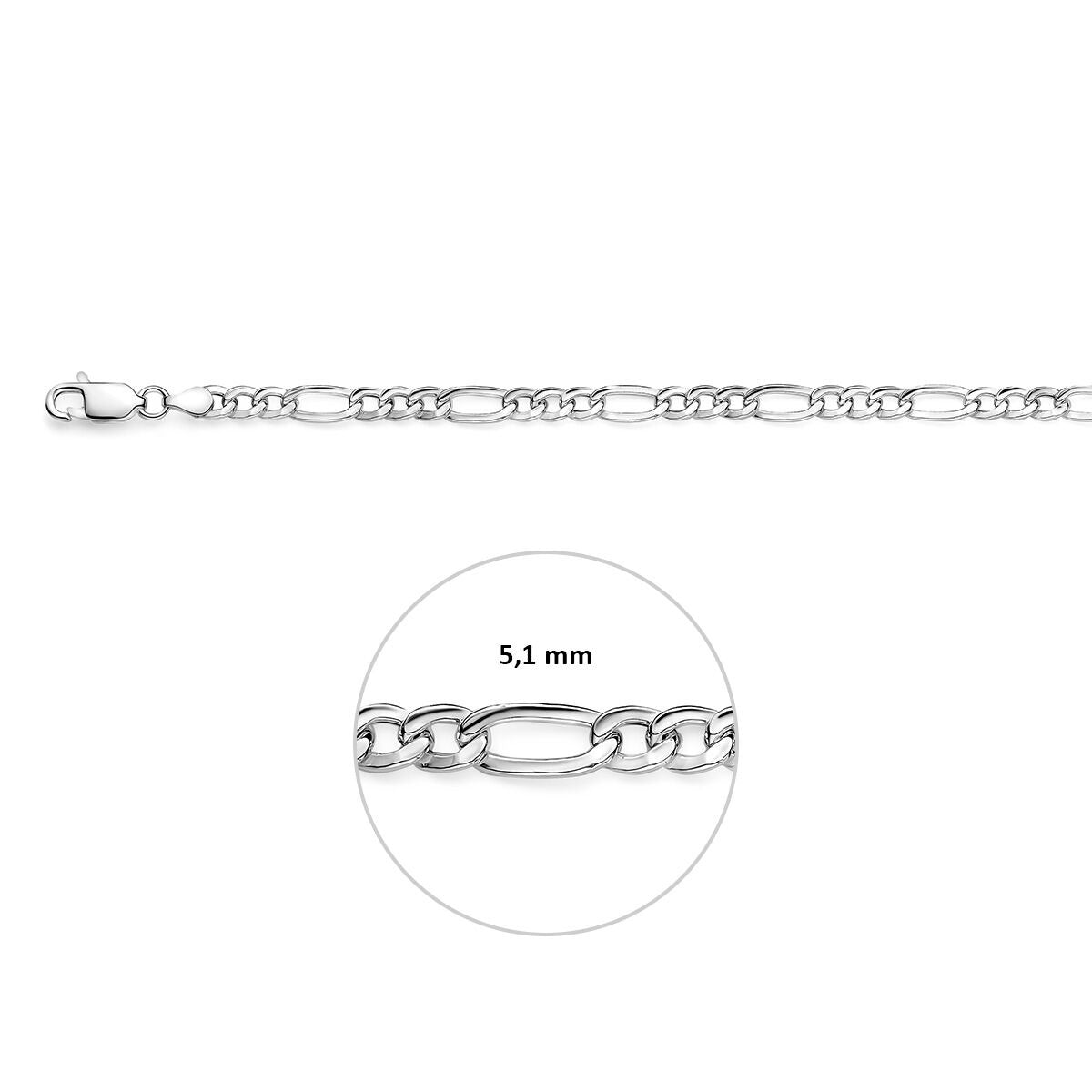 925 Silber Figaro Kette 5,1 mm Herren