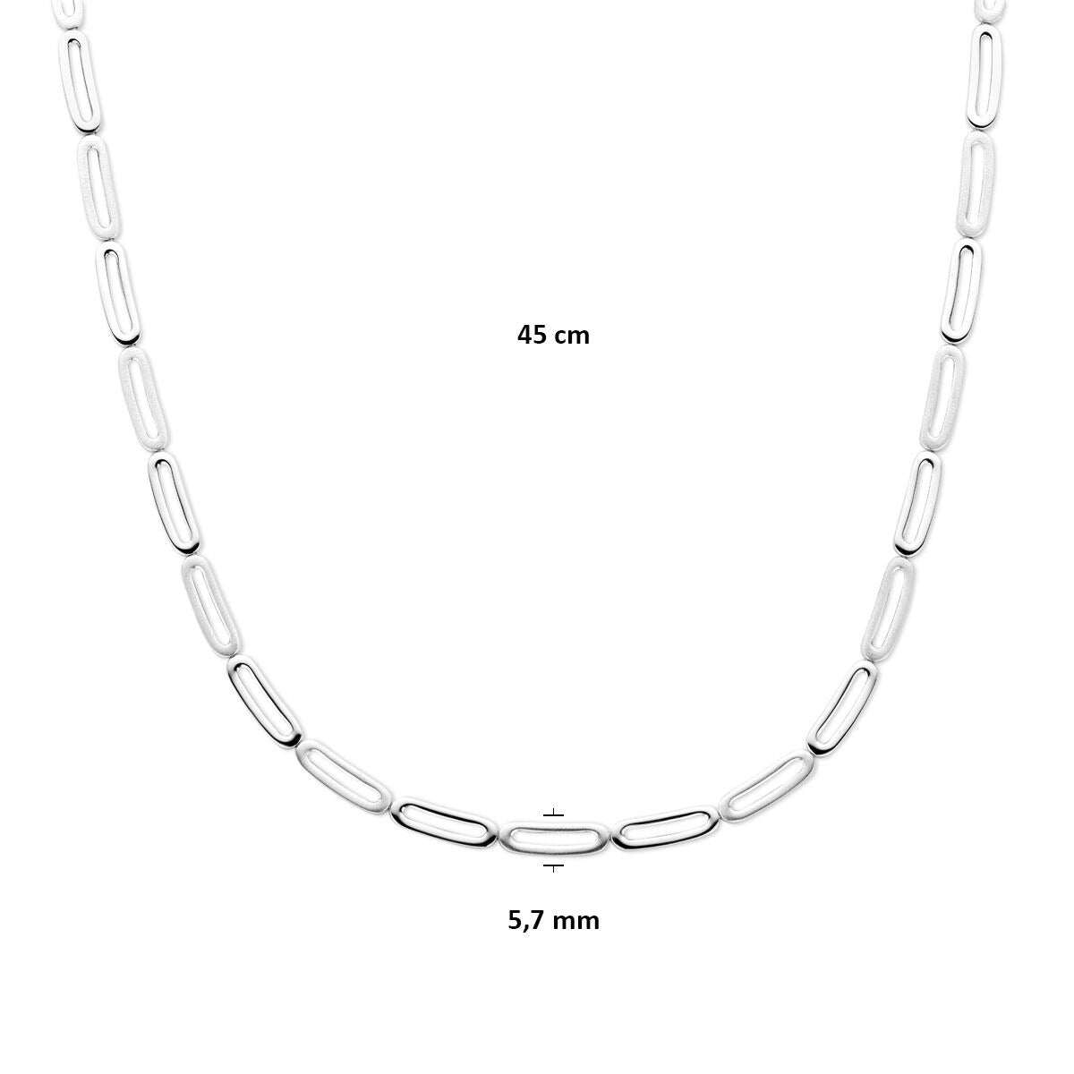 Silberne Damenhalskette ohne Anhänger – rhodiniertes 925er Silber 5,7 mm 45 cm