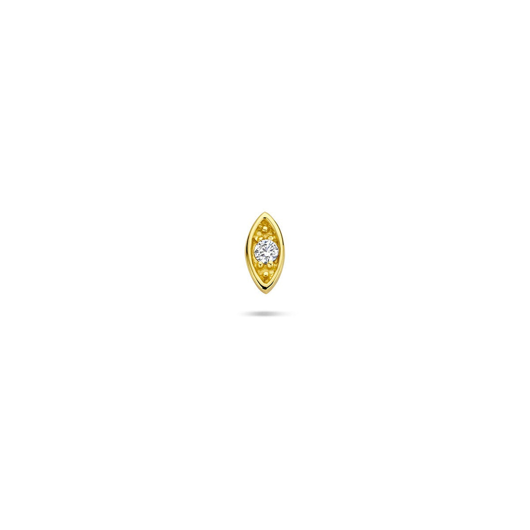 Verguld zilveren flat back piercing boze oog met zirkonia – 925 zilver