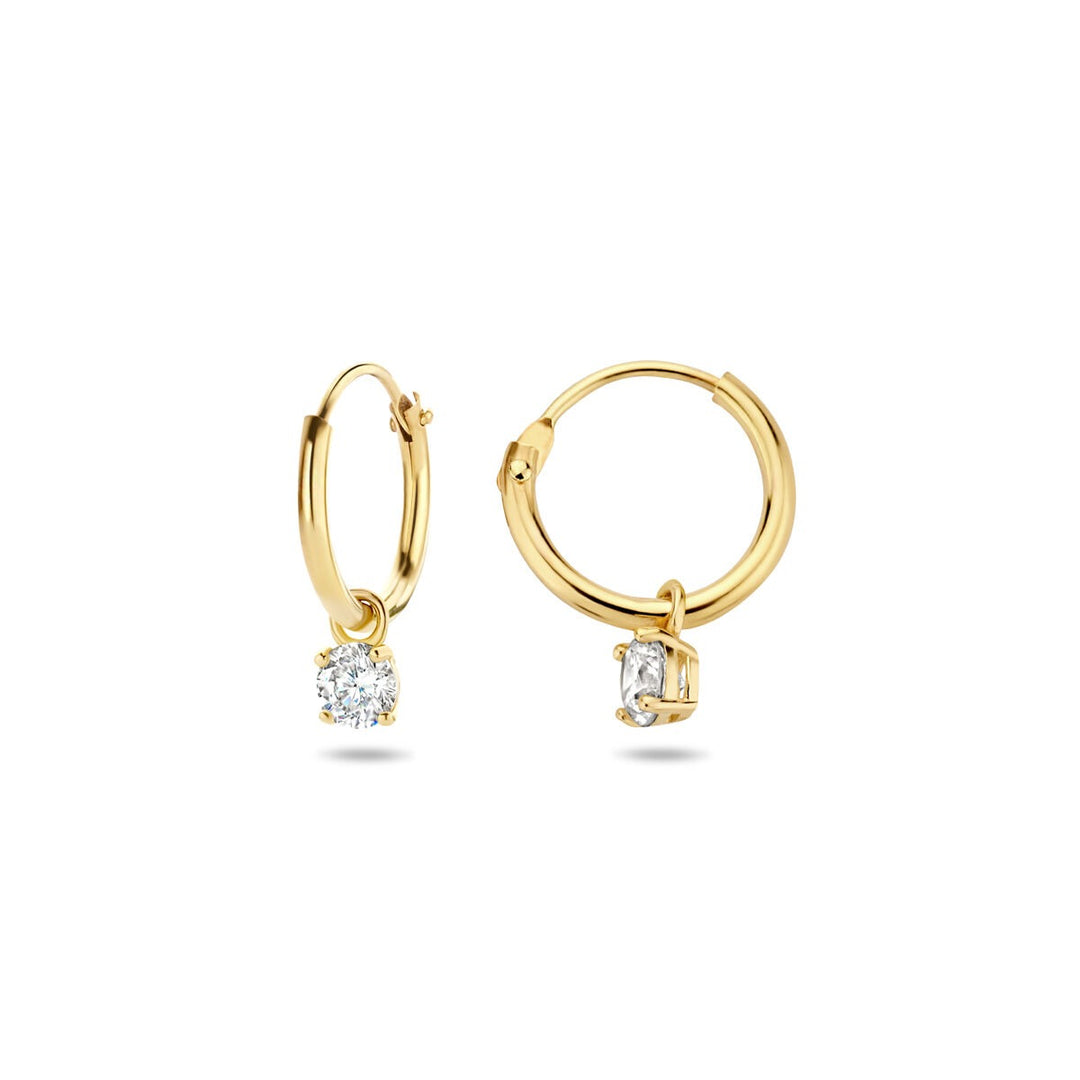 Ohrringe mit Anhänger Zirkonia 14K Gelbgold