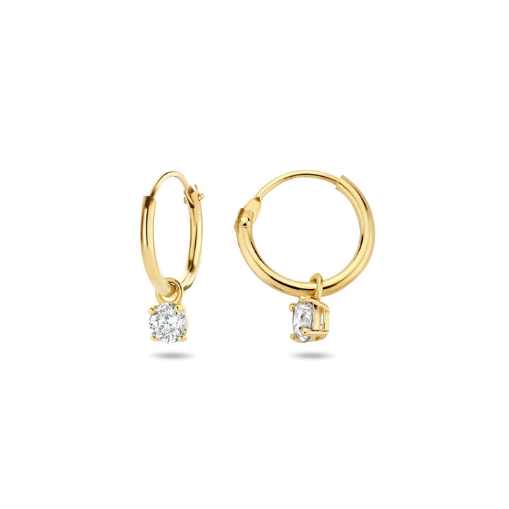 Ohrringe mit Anhänger Zirkonia 14K Gelbgold