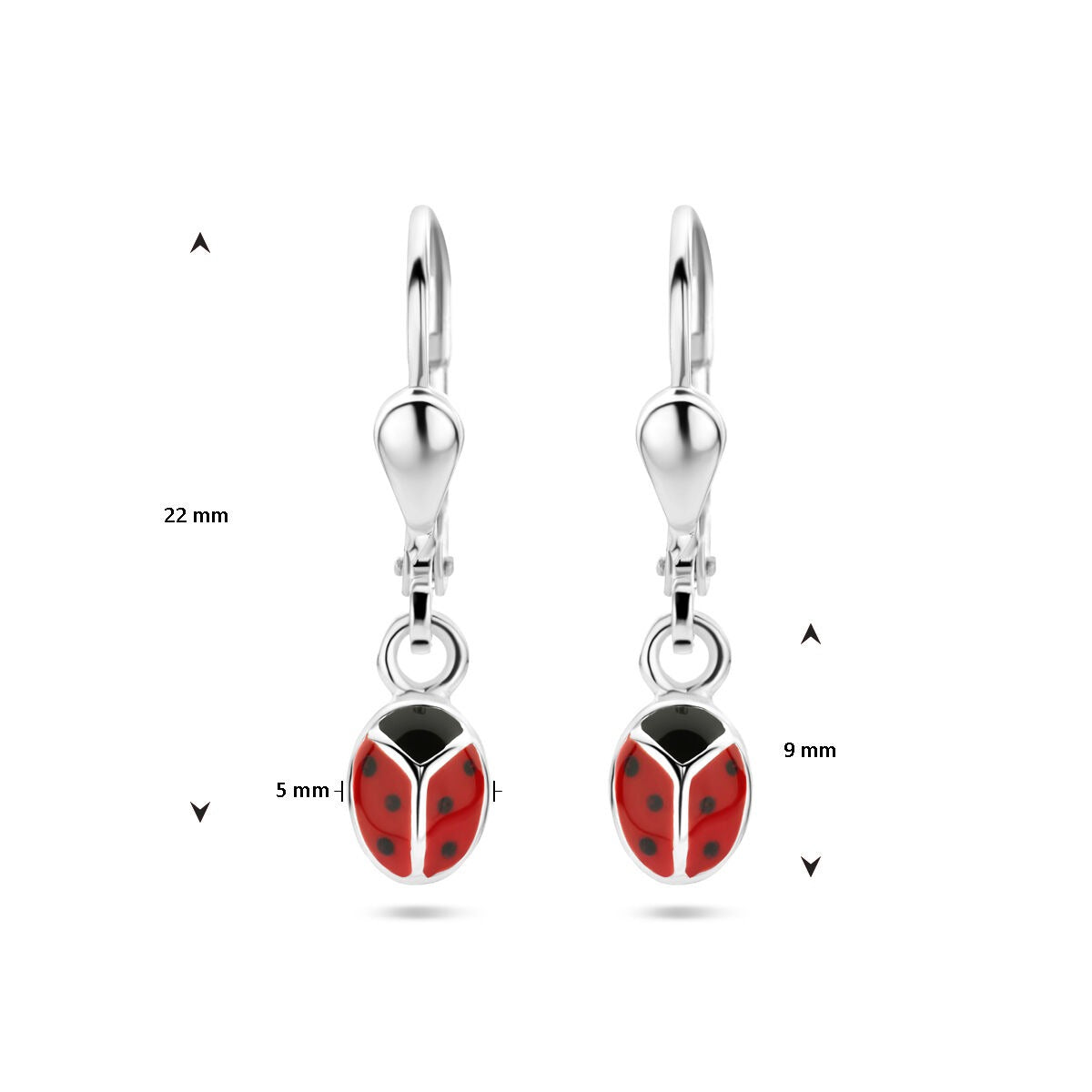 Silberne Marienkäfer-Ohrhänger – spielerischer Kinderschmuck aus 925er Silber
