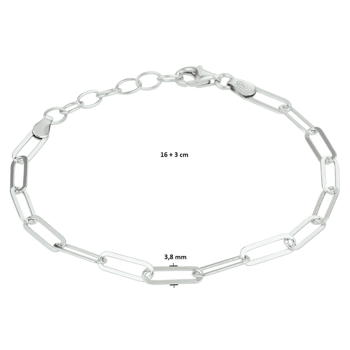 Silbernes Büroklammer-Armband – rhodiniert 925
