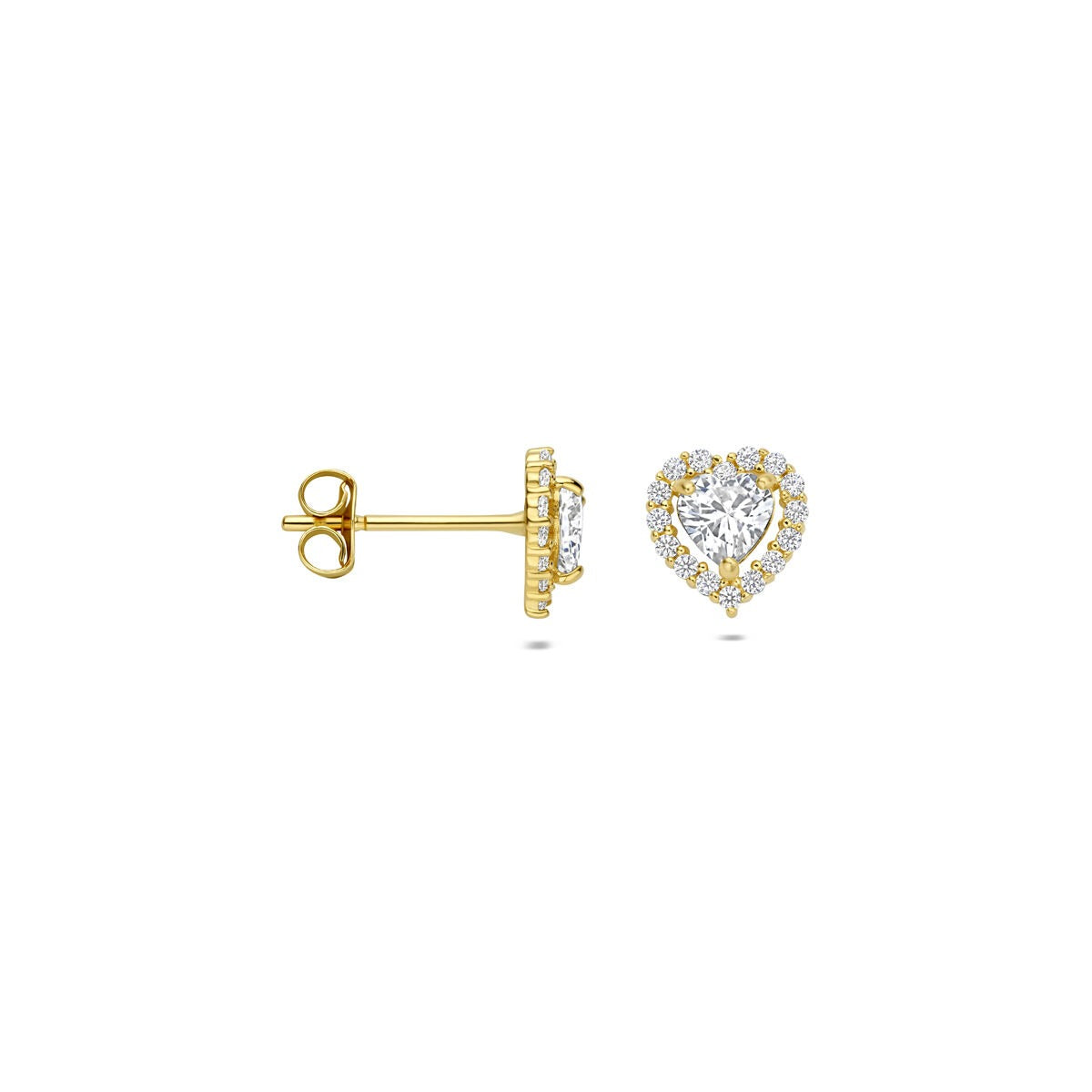 Ohrstecker Herz Zirkonia 14K Gelbgold