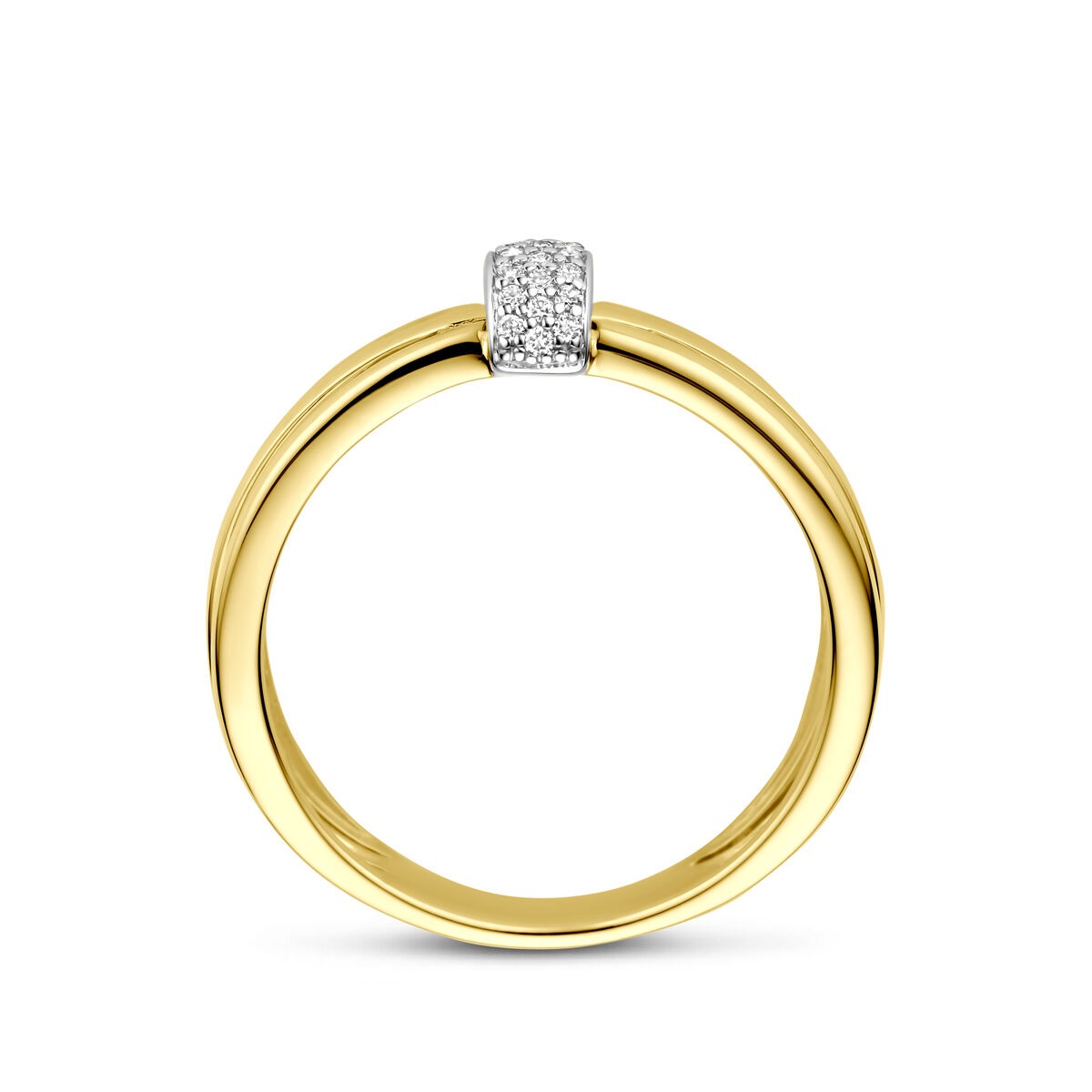 Bicolor-Ring – 14 Karat Gelb- und Weißgold mit Diamant, 7 mm breit