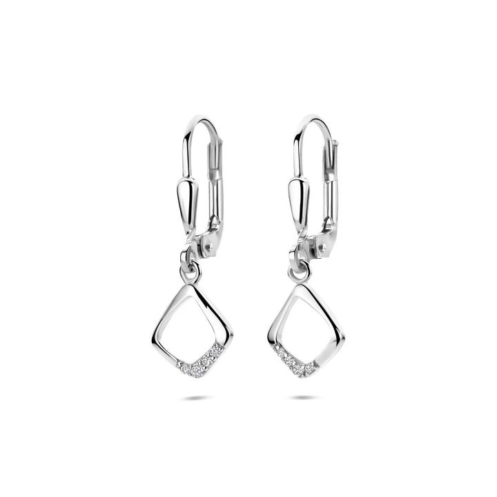 Zilveren oorhangers met zirkonia rij – 25 mm