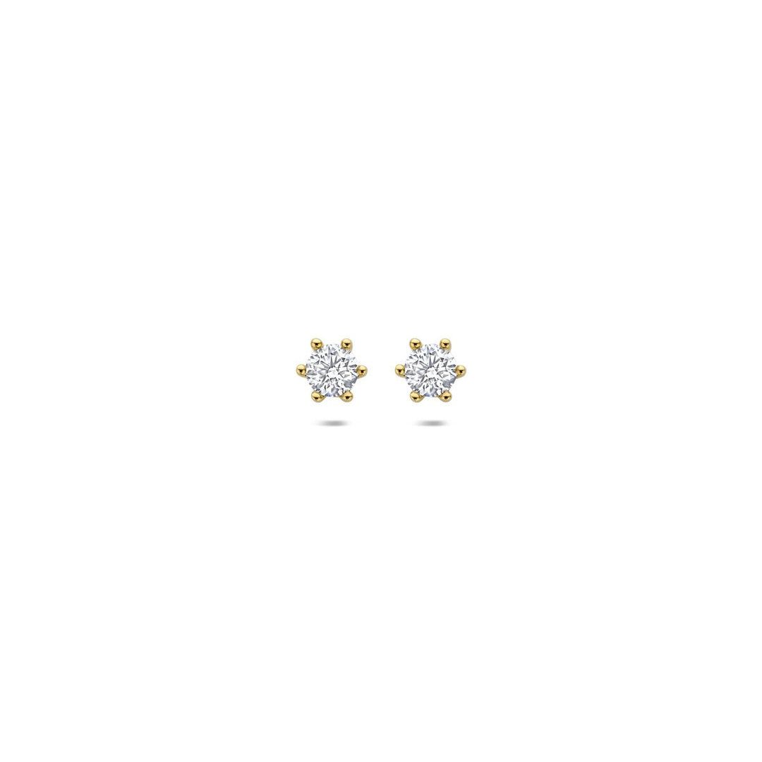 Gouden oorknoppen met lab grown diamant – 14k geelgoud